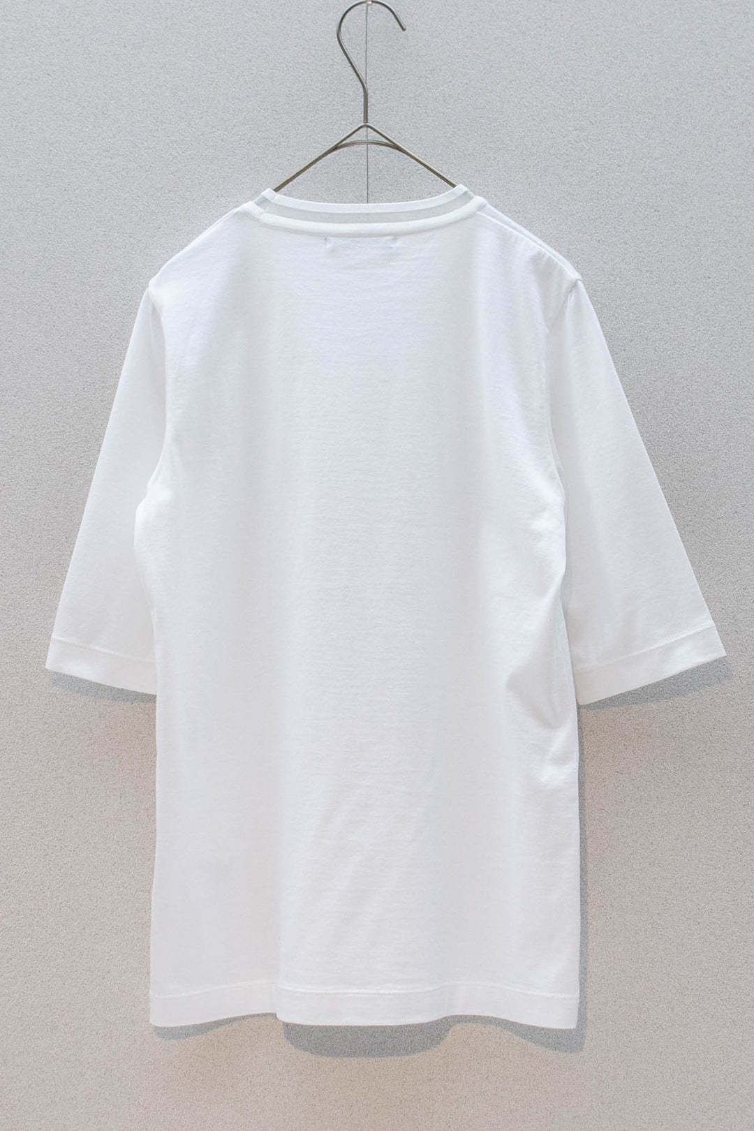 シアーネック 五分袖綿Tシャツ