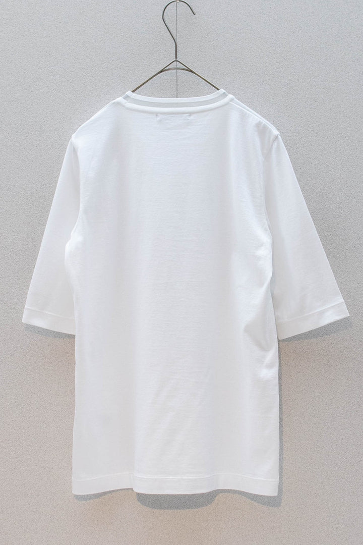 シアーネック 五分袖綿Tシャツ